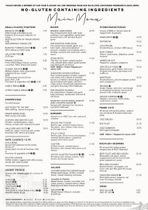 Gate Pub Gluten Free Main Menu