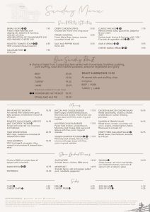 Gate Pub Sunday Lunch Menu